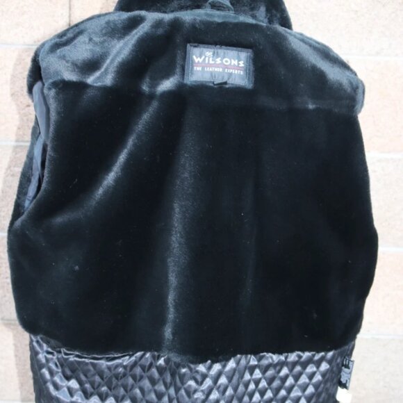 VTG Wilsons Womens Black Fur Lined Suede Leather Parka Coat Jacket Womens - Picture 15 of 16